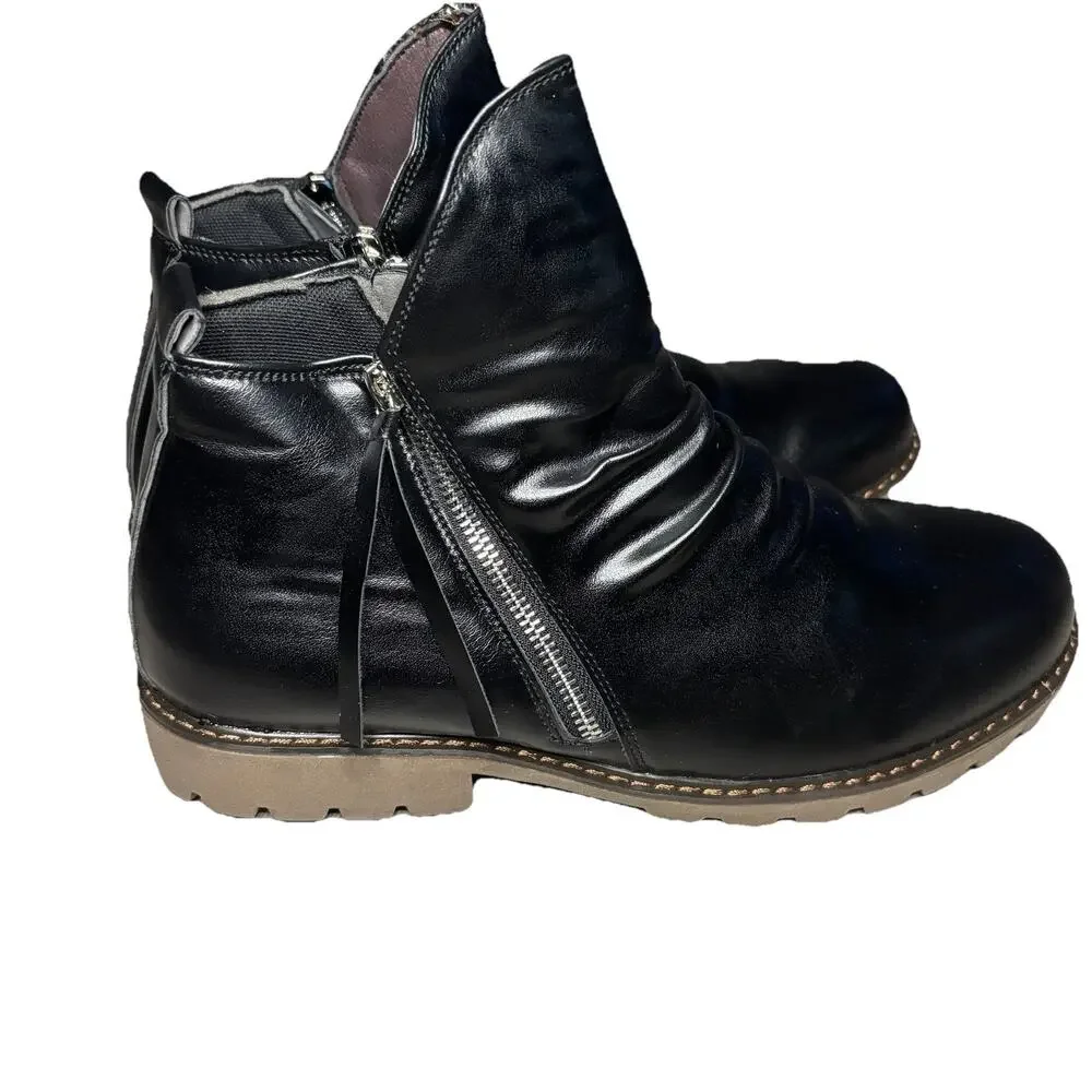 Tanner’s Black Leather Ankle Boots Side Zip Men’s Size 14 / EU 48 New Condition